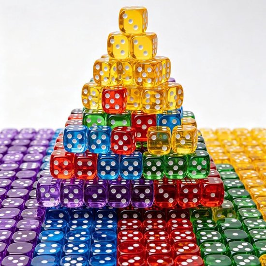 100 stuks kleurrijke dobbelstenen set met zwart fluwelen zakje, transparante kleurdobbelstenen in 10 kleuren voor tafelspellen en bordspellen, 6-zijdige speeldobbelstenen set acryl dobbelstenen — afbeelding 3