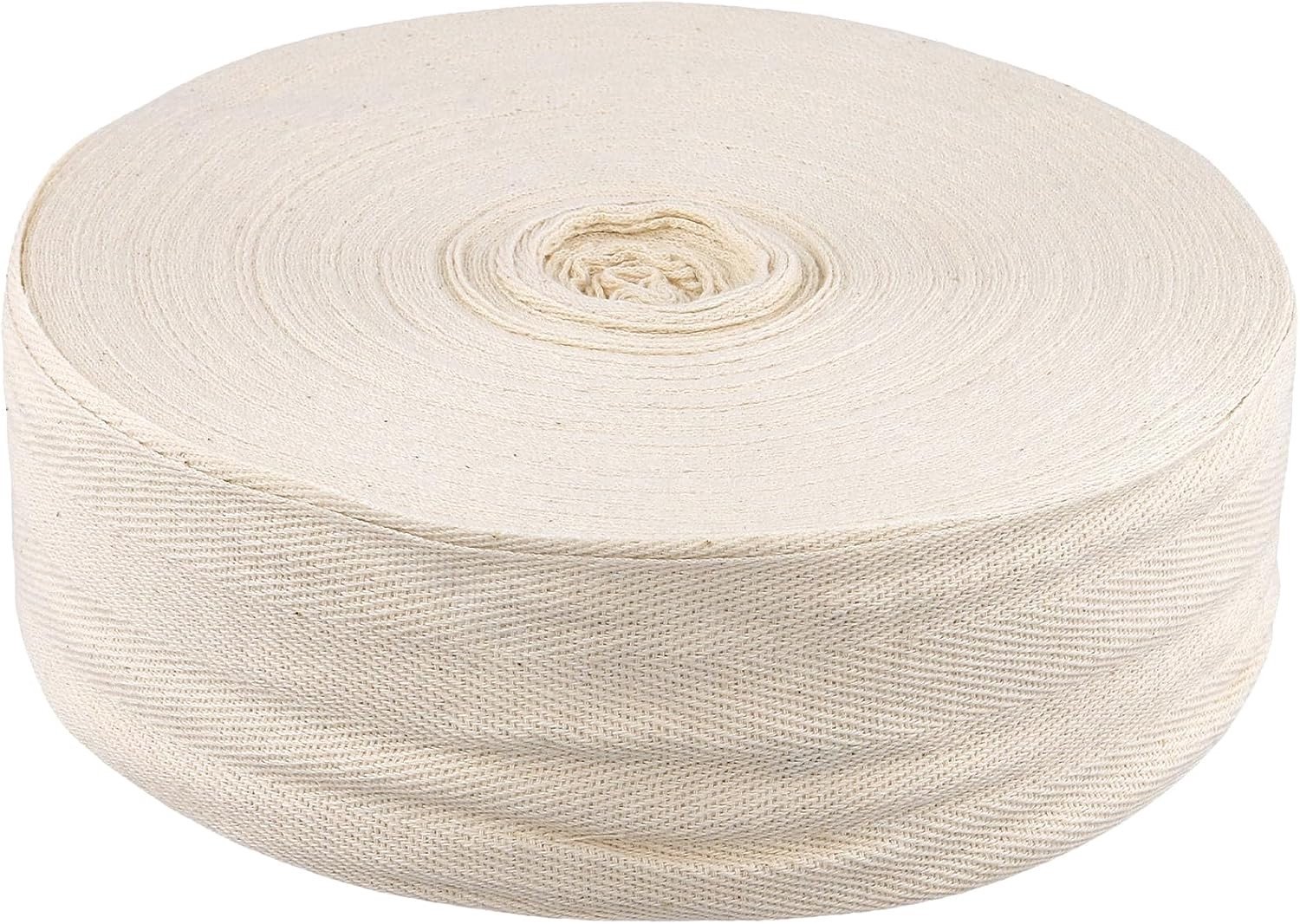 60mm x 164ft Katoenen Twill Bias Binding Tape, Herringbone Bunting Tape voor Naaien, Wit, Ideaal voor Creatieve Projecten en Handwerk