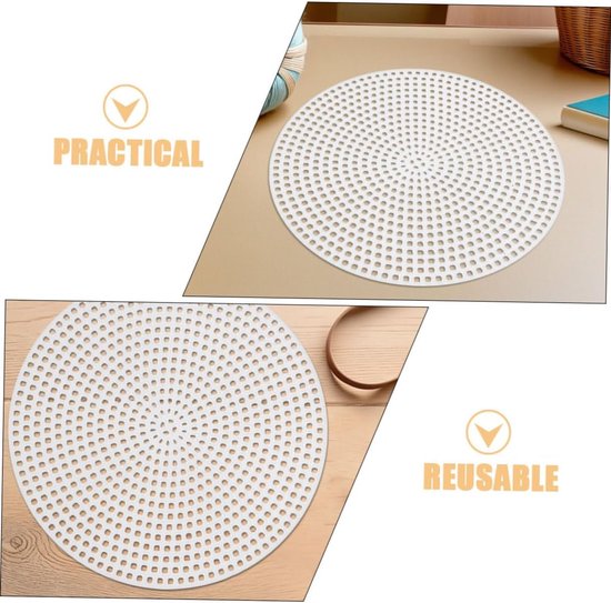 30 Stuks Ronde Plastic Mesh Canvas Vellen Wit DIY Handwerk met Nauwkeurige Rasterstructuur Herbruikbaar voor Borduren Breien Haken Projecten — afbeelding 5