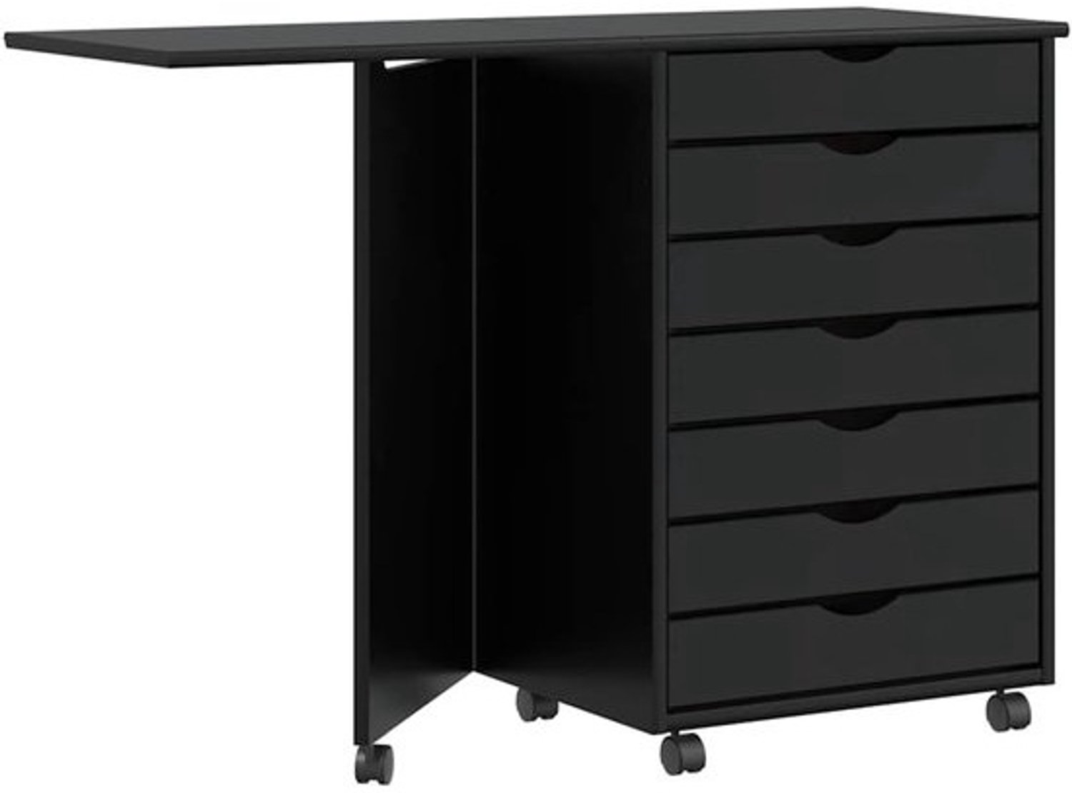 Rolkast met bureau - Ladekast voor kantoor - Efficiënt werken - Verrijdbaar met blad - 105 x 39 x 74 cm - Zwart