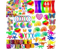 WAKSOX Kinderverjaardag, geschenkset, 66 stuks, kinderverjaardag, gastgeschenken, goodiezakjes, voor klaslokaal, beloning, prijzen, verjaardagscadeau,