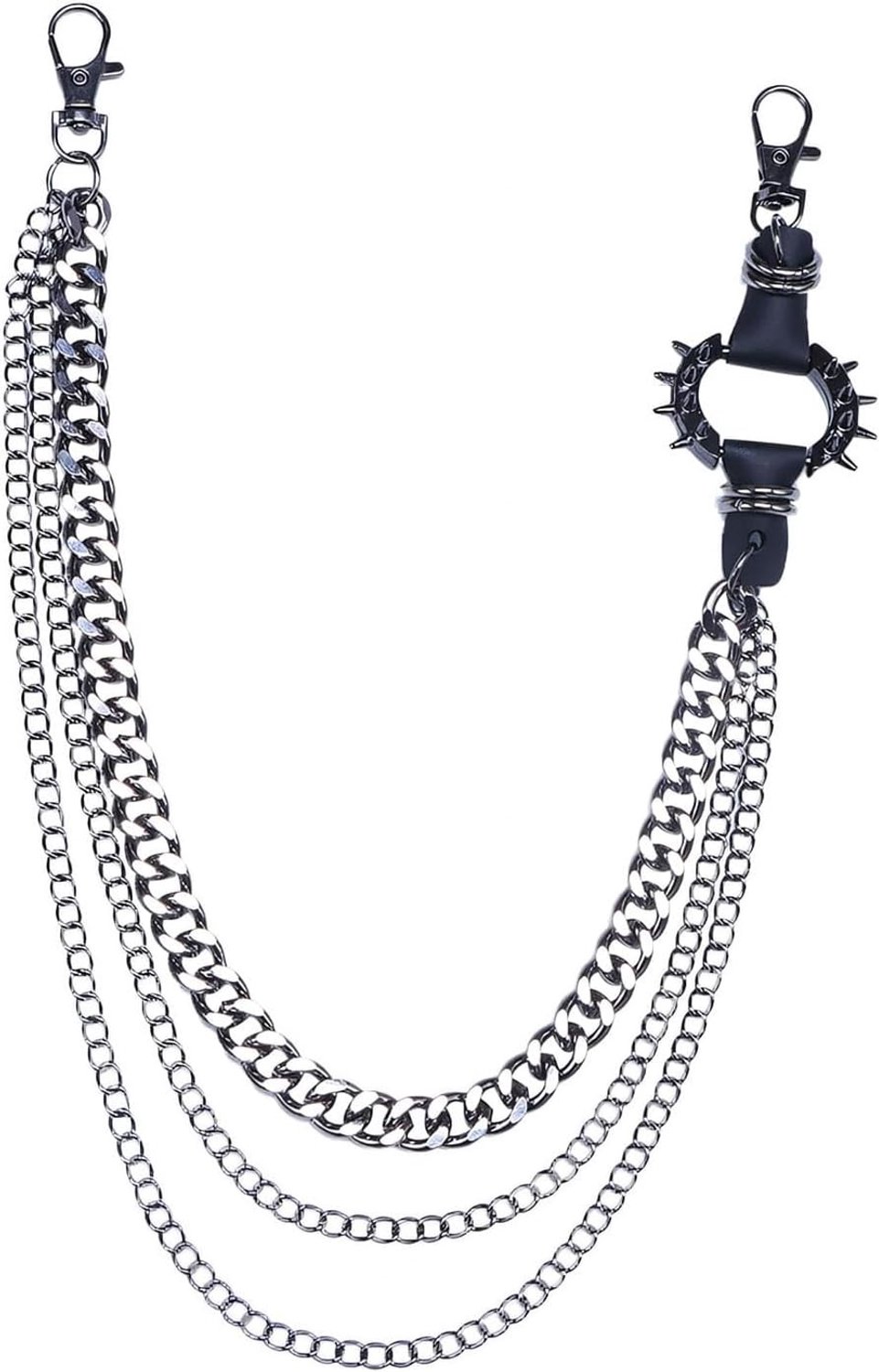 Drielaagse klinknagels halsketting voor goth, punkstijl schakelketting, portemonnee en tas, roestvrij staal, hiphop accessoires