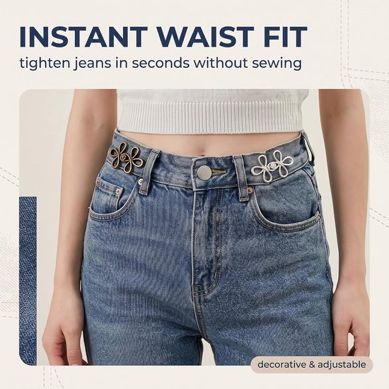 8 stuks broek strakker maken clips, broekband strakker maken, vierklaver jeansknopen zonder naaien voor broekverkleining, verstelbare taille pin voor jeans, broeken en rokken, metalen — afbeelding 3