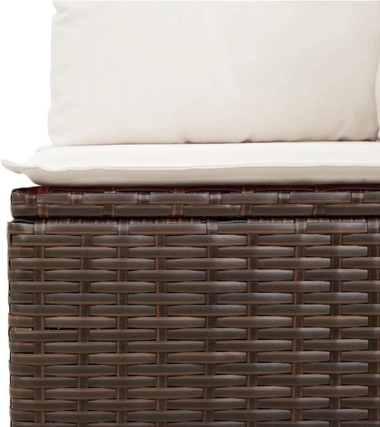 Poly rattan duurzaam onderhoudsarm terras loungeset bruin crème — afbeelding 2