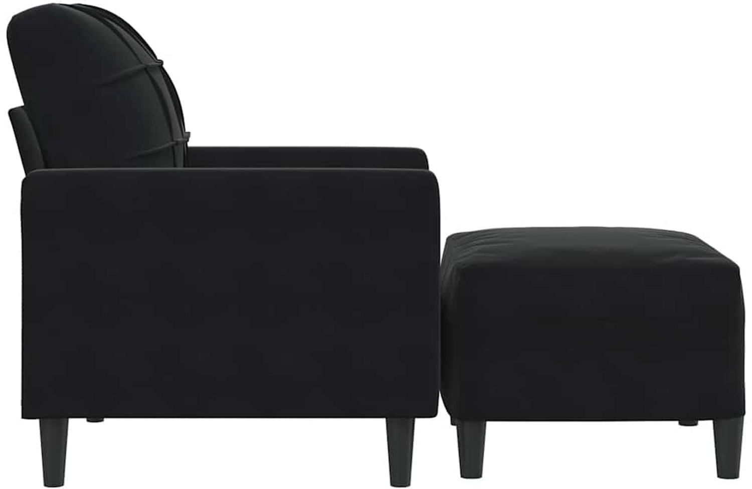 vidaXL Fauteuil - met - voetenbank - 60 - cm - fluweel - zwart