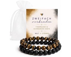 Milaboo Natuurstenen armband dames set van 2 - parelarmband 8 mm elastisch