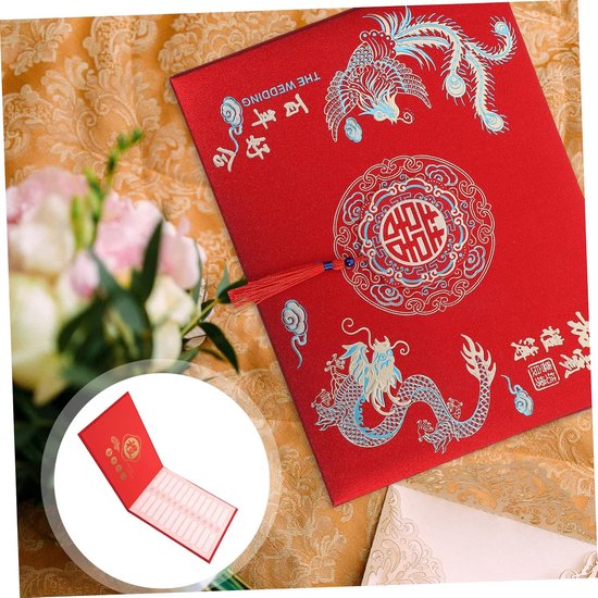 Jojofuny Bruiloft Gastenboek Elegante Chinese Stijl Voor Bruiloft Bruidsborrel Praktisch Chic Vastleggen Van Herinneringen Geschikt Voor Huwelijksreceptie Decoratie — afbeelding 4