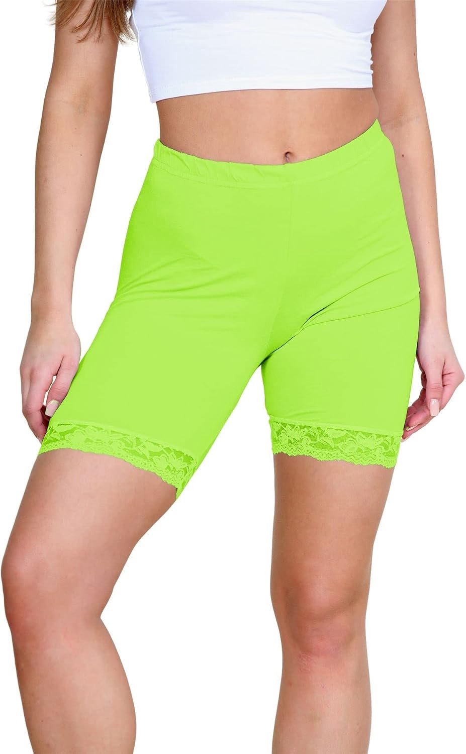 Nieuwe Dames Plain Scallop Lace Trim Gym Actieve Zomer Fietsen Shorts Panty Broek