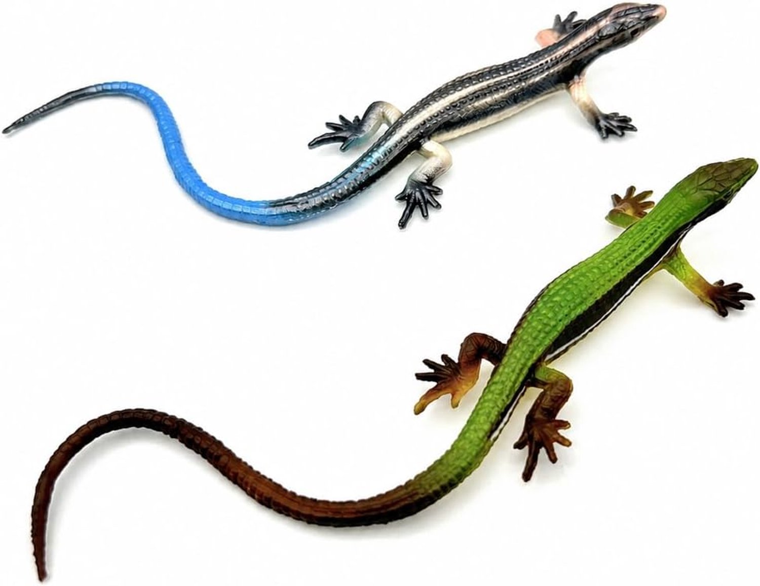 Kunsthagedis, realistisch, 10,7 cm, groen en turquoise, reptielenspeelgoed voor grappen, onderwijs en decoratie, terrarium, 2 stuks