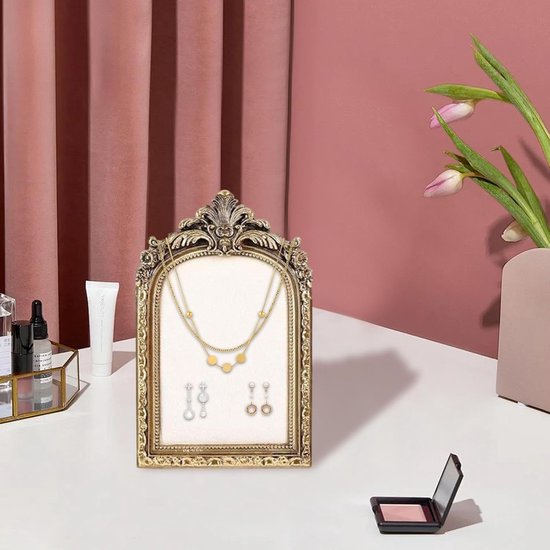 Vintage sieraden lade, fluwelen hars organizer, handgemaakte ketting houder — afbeelding 3