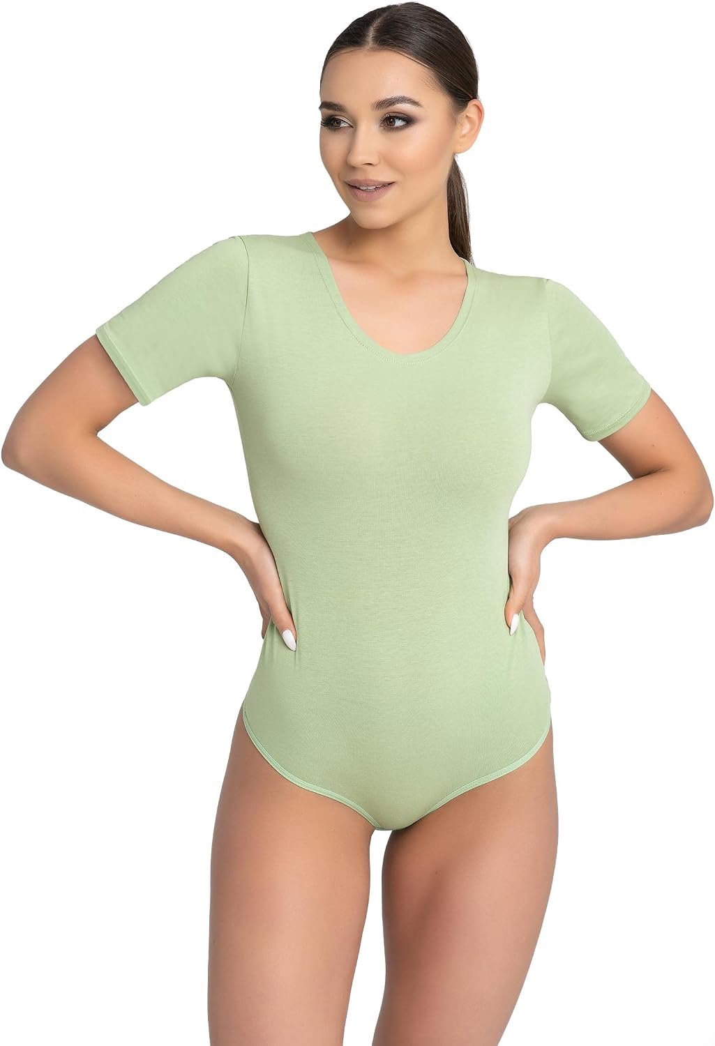 Evoni Bodysuit voor dames, korte mouwen, van katoen.