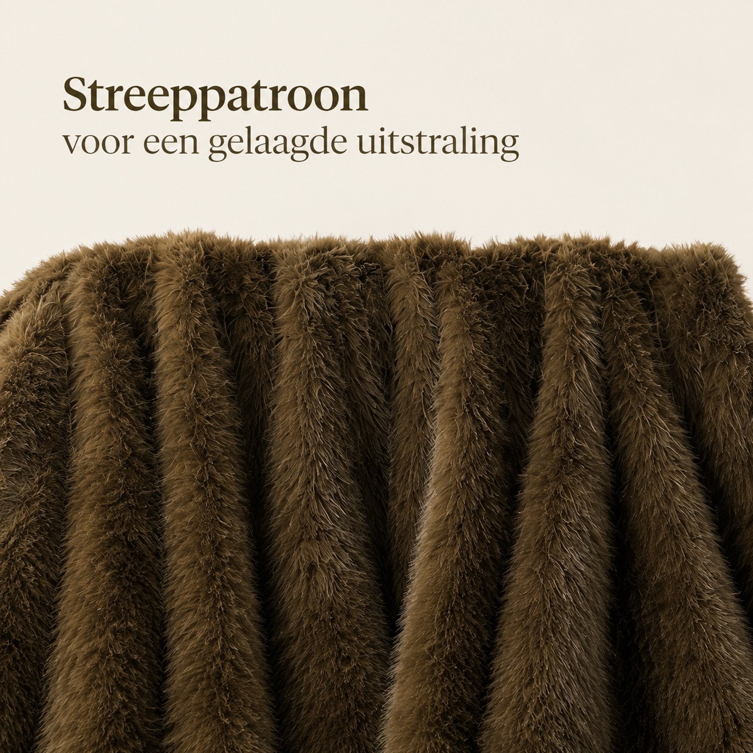 SWGOTA Olijfgroene imitatiebontdeken 152 x 203 cm met lange pool en streeppatroon, polyester woondeken