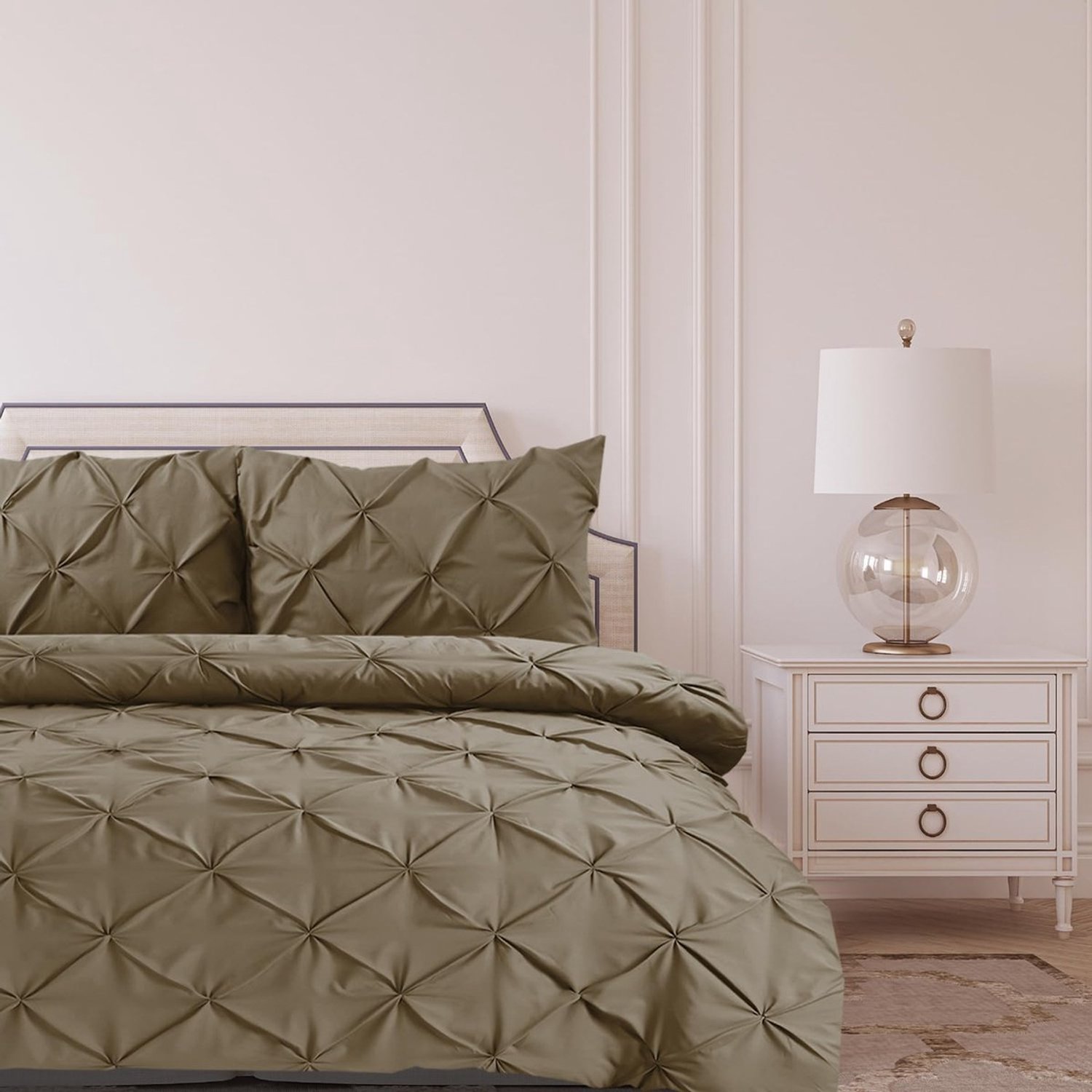 Duraxl Dekbedovertrek - Pintuck knijpplooi - Taupe - 200 x 200 cm