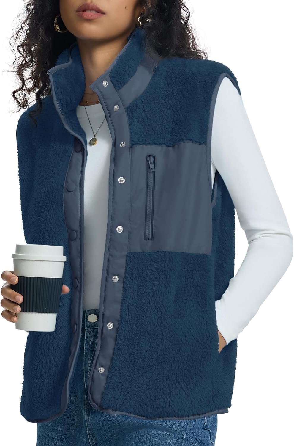 Fleece vest met staande kraag