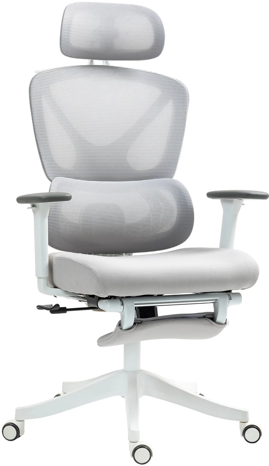 Atlasyx bureaustoel - Ergonomische - Kantoorstoel - Computer stoel - Met voetensteun - 135° kanteling - 71 x70x 109–119 cm - Grijs