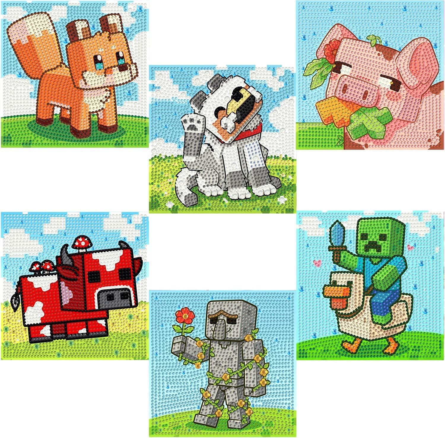 Diamantschilderset voor kinderen - set van 6 - schattige doe-het-zelf kunstkit - stimuleert creativiteit m-winkel - m-winkel