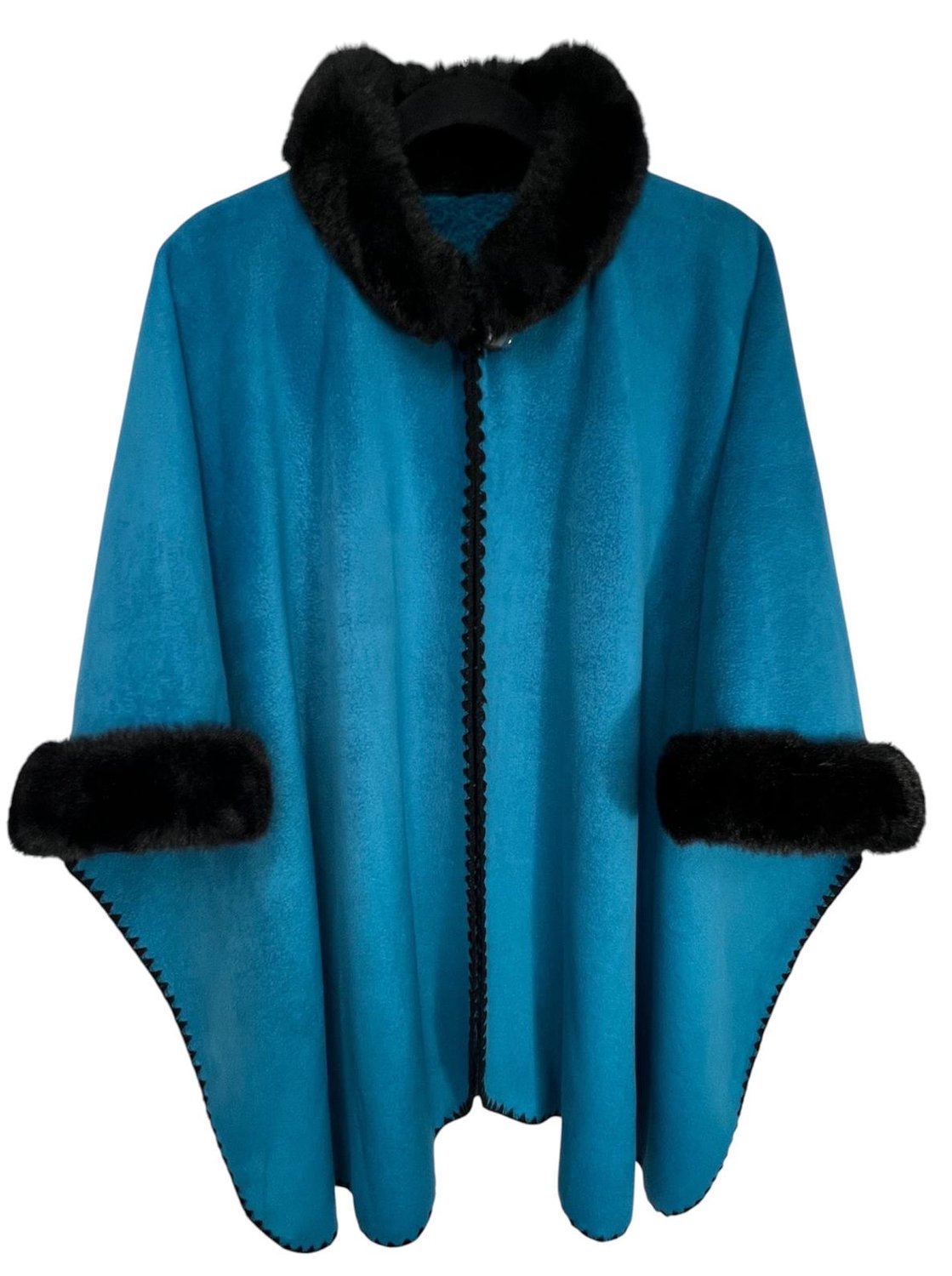Alpaca D'Luxe Cape - Hypoallergeen - Blauw - Duurzaam - Gemaakt van Alpaca Wol - Luxe Cadeau - Elegant - Dameskleding - Herenkleding - Dames Cape - Heren Cape - Mantel - Alpaca - Poncho's Dames - Poncho's Heren - Comfortabel - Zacht en van Kwaliteit