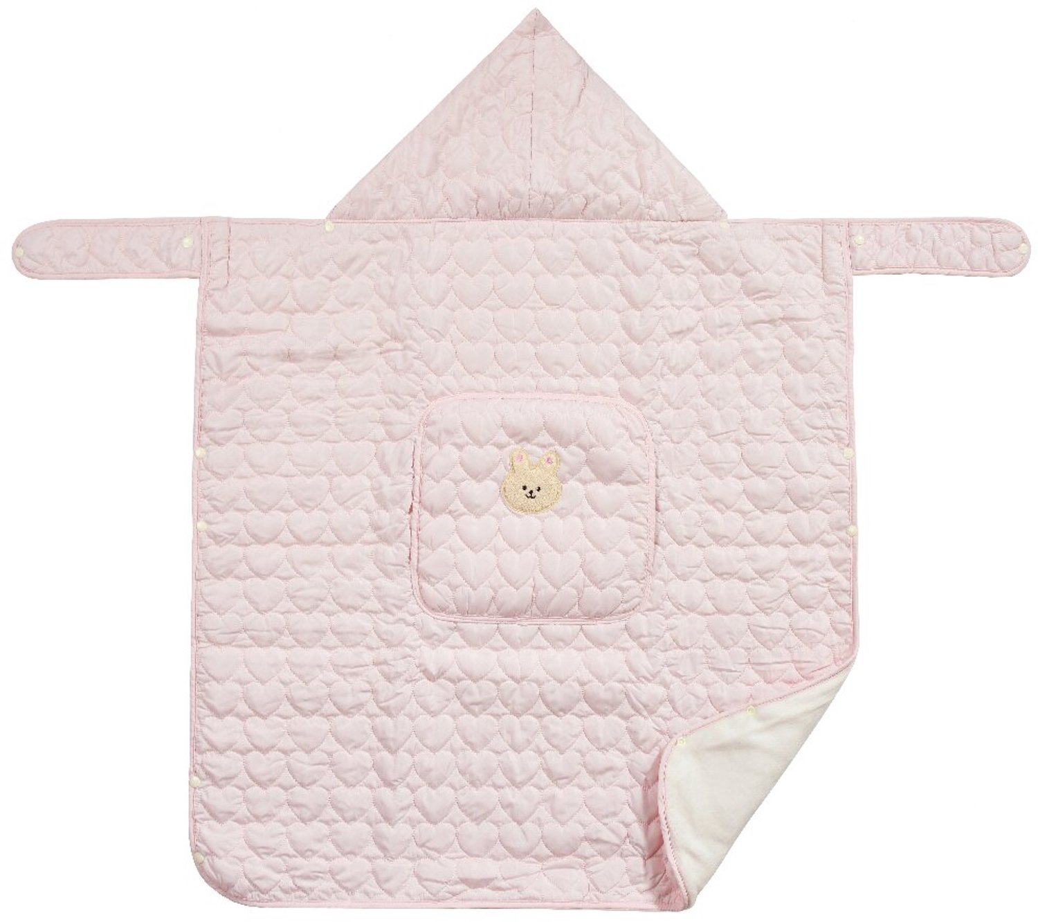 Kinderwagendeken - Wikkeldeken - Inbakerdeken - Polyester - Dikke Fleece - Winddicht - Konijntje Design - 80x85 cm - Met Capuchon - Voor Pasgeboren Baby's van 0-1 Jaar in Kinderwagen