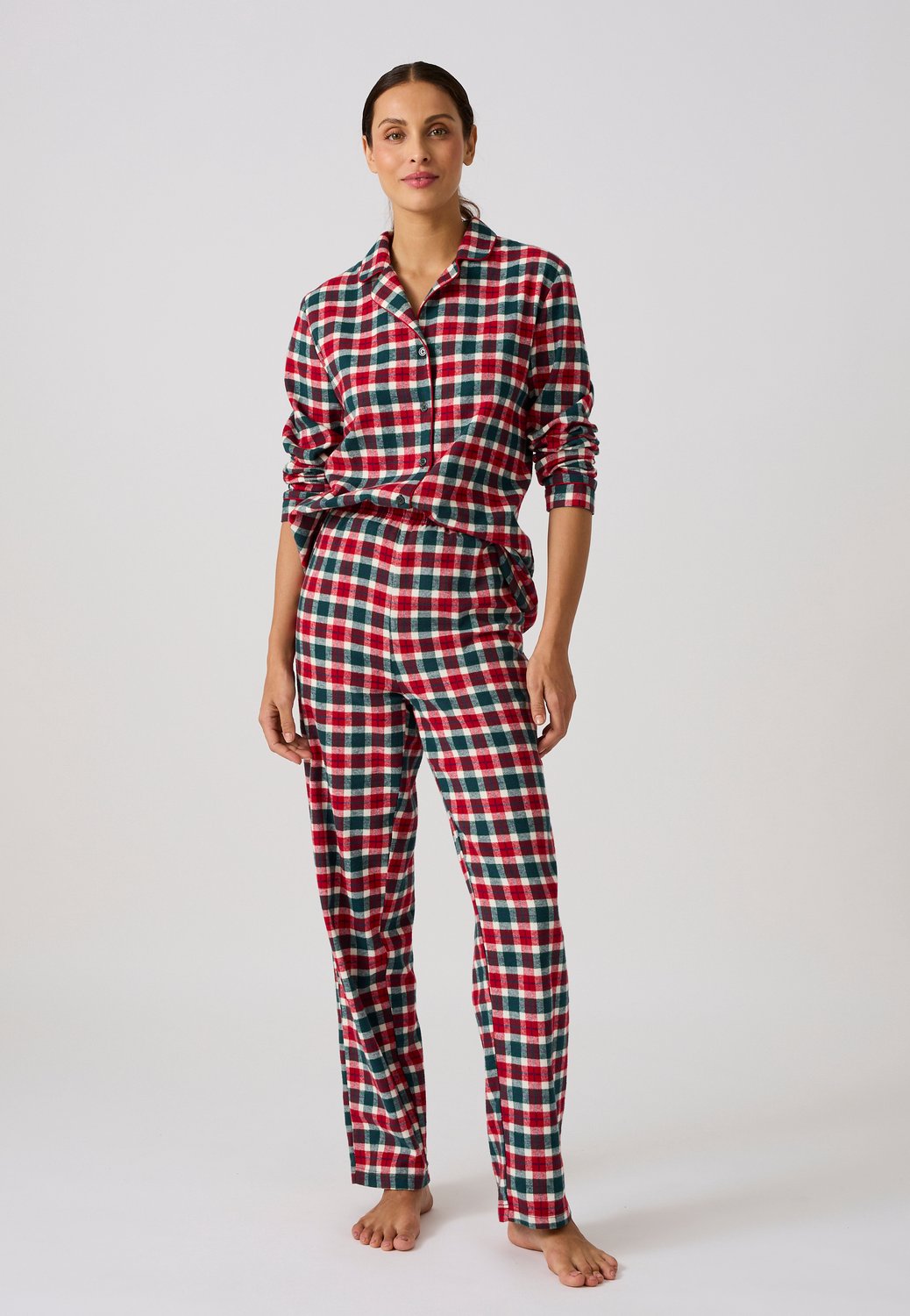 Damart Damespyjama van puur katoenen flanel - Dames - Veelkleurig - 54-56 (XXL)