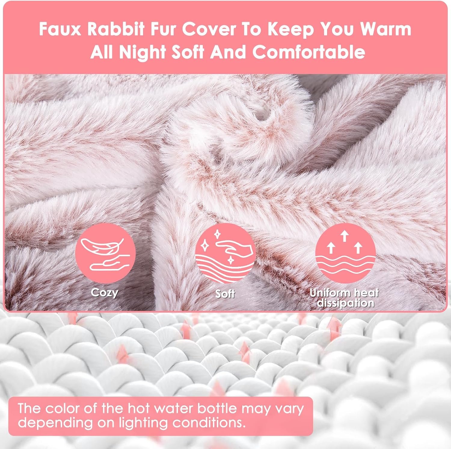 Kruik met Extra Zachte Hoes - Warmwaterkruik Handwarmer - 2L Inhoud - Verwarmende Zachte Warmwaterkruik – Warmtekruik - Cadeau voor haar, vrouw, vriendin - Warmwaterkruik voor Pijnverlichting en Ontspanning - Roze – foto 4