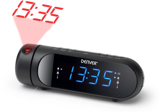 Denver Wekkerradio met Projectie - Opladen via USB - Digitale Wekker - FM Radio - Dubbel Alarm - CPR700 - Zwart — cadeau in Elektronica - foto 5