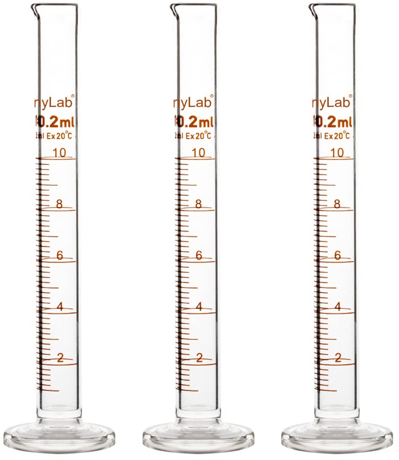 Gegradueerde cilinder 10 ml - borosilicaatglas - zware wand - ideaal voor laboratoriummetingen - m-winkel