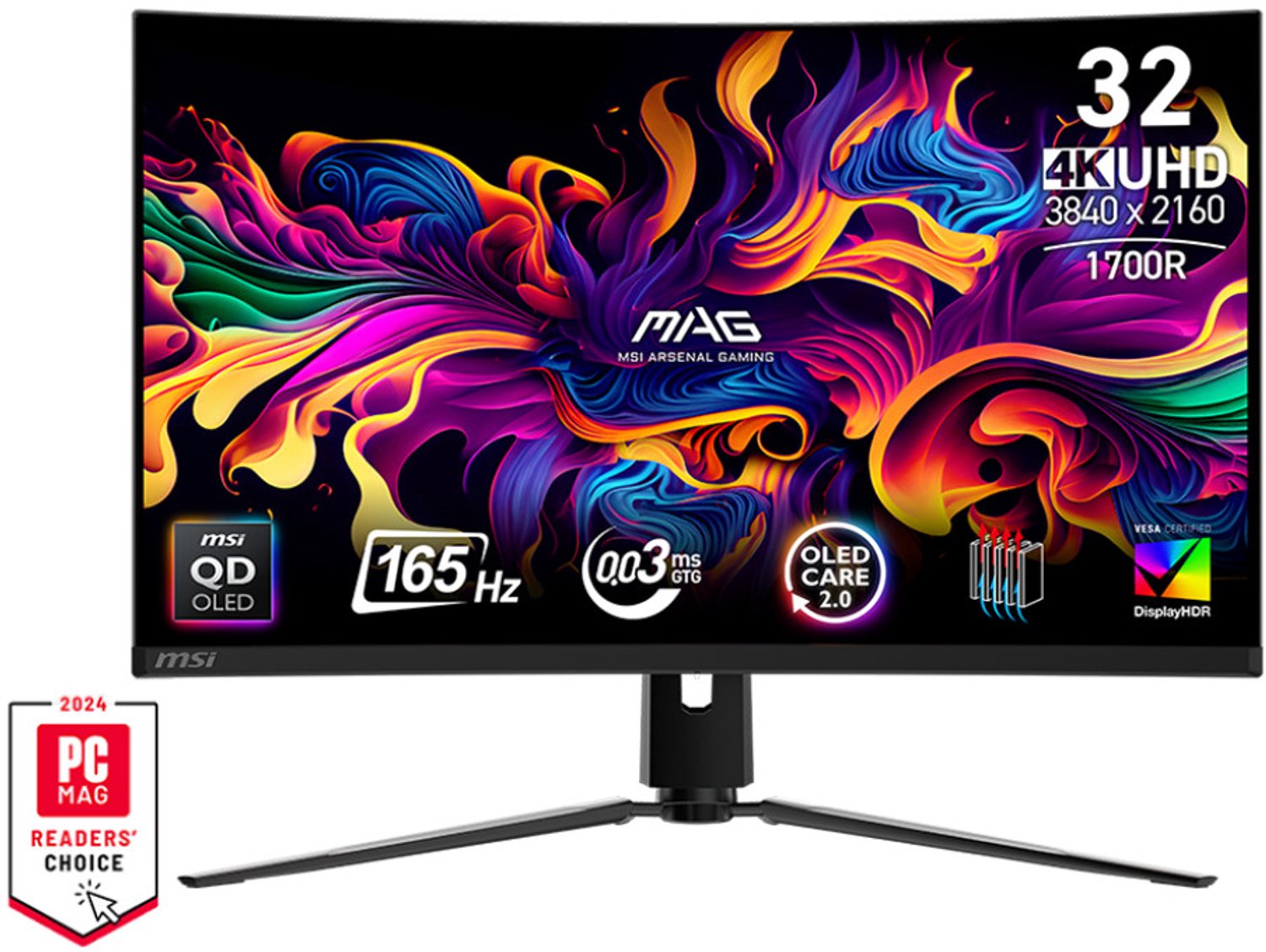MSI MAG 321CUP QD-OLED - 4K UHD Curved Gaming Monitor - 165hz - 32 Inch - USB-C PD 15W