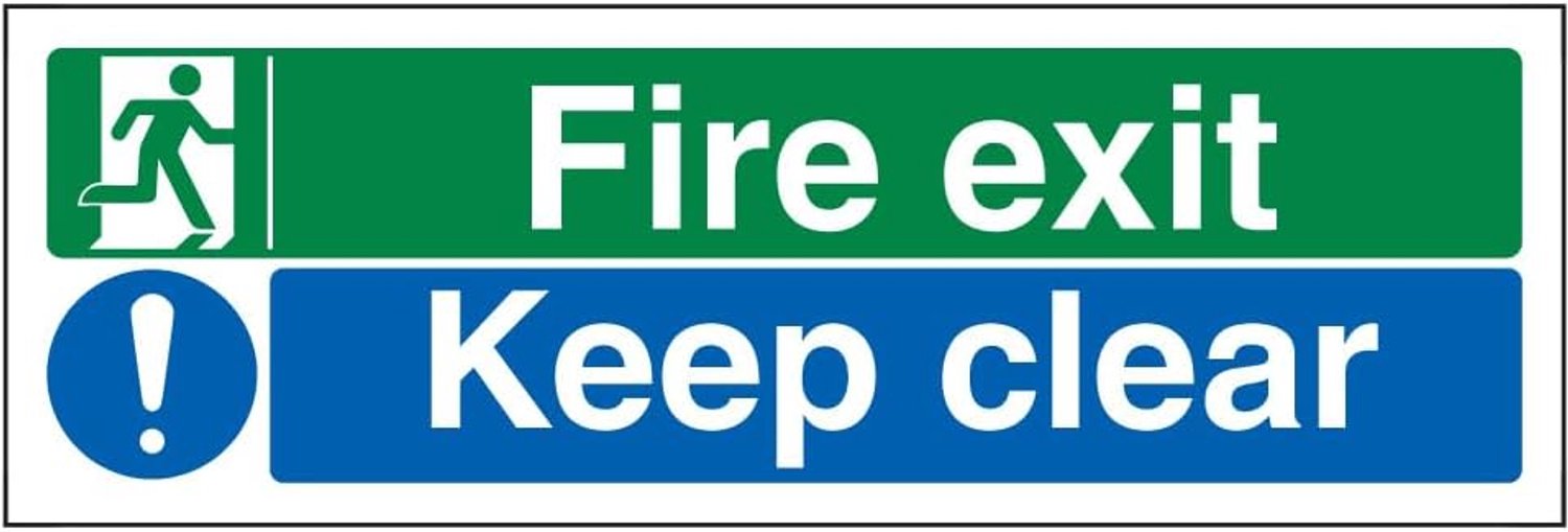 Branduitgang 300 X 100 mm - zelfklevend papier - duidelijke evacuatie - voldoet aan EN ISO 7010:2012 - Vemera