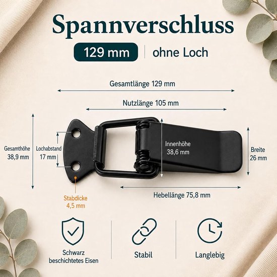 4 stuks spanelementen 129 mm, zonder slotgat, met schroeven — afbeelding 2