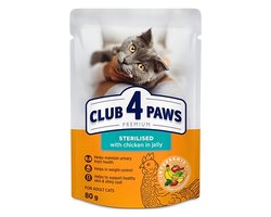 Kattenvoer Club 4 Paws - Kip In Gelei - 24x80g, Gesteriliseerde Katten, Omega 3 & 6