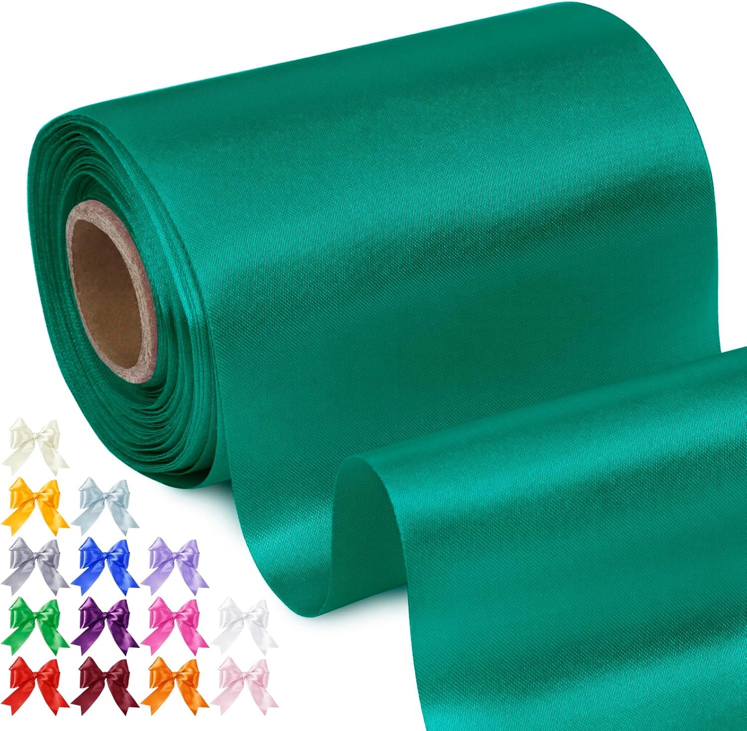 Satijnen lint 10 cm x 20 m, donkergroen, voor decoratie
