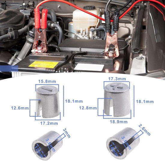 Batterij Terminal Converter Adapters 11-13mm naar 16-18mm - Lood - Zuurbestendig - Veilige elektrische verbinding - 2 stuks - Vemera — afbeelding 2