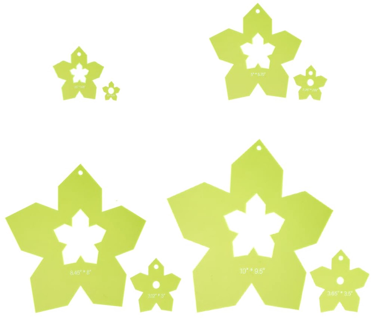 Quilt sjablonen 4 stuks - acryl transparant - bloem patroon lichtgroen - perfect voor patchwork - m-winkel