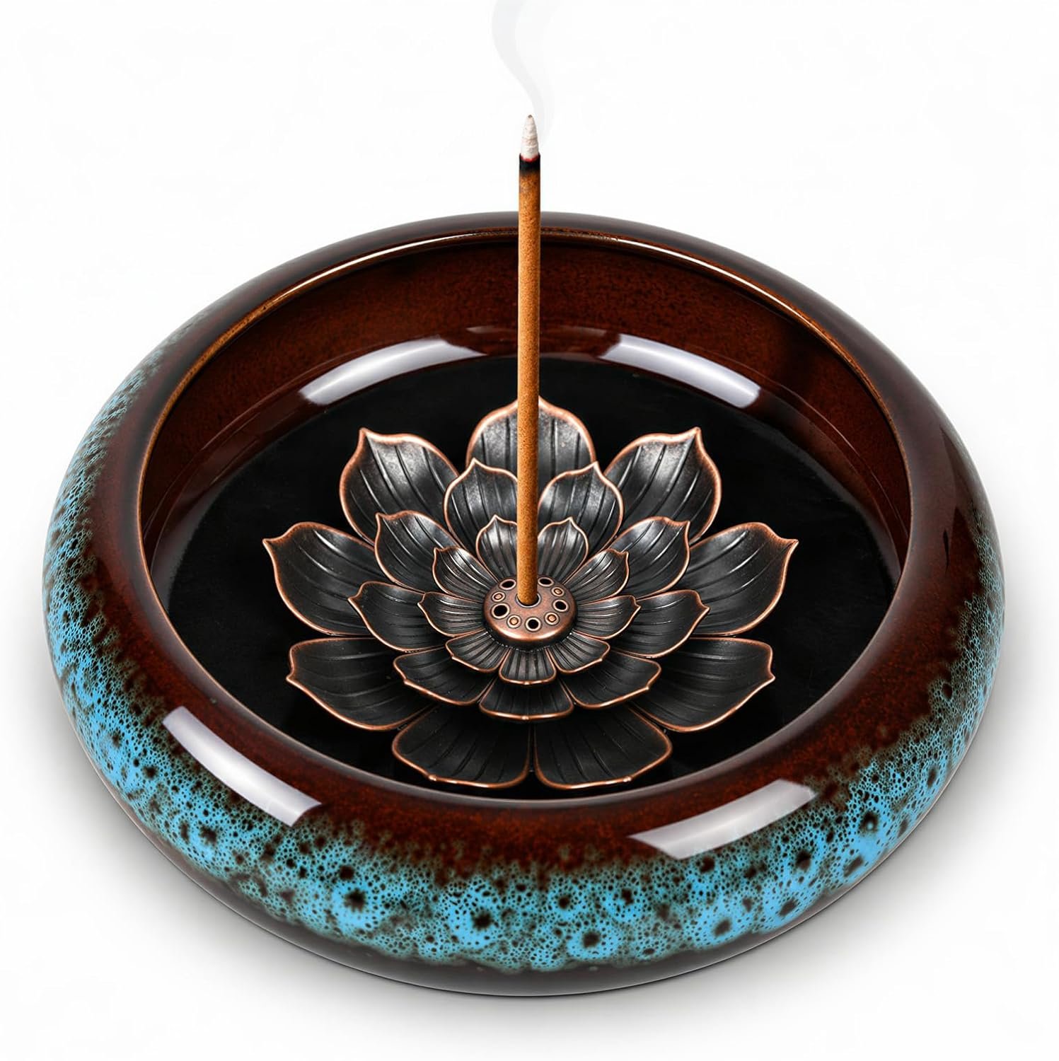 Wierookhouder keramiek - afneembaar lotusdesign - decoratief en spiritueel - voor meditatie - m-winkel
