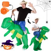 Opblaas Kostuum Rijdend op Dinosaurus - Opblaasbaar Dino Fietspak Voor Volwassenen - Dinopak Mascotte Opblaaspak - 160-190cm - Waterdicht - Voor Halloween & Carnaval & Cosplay