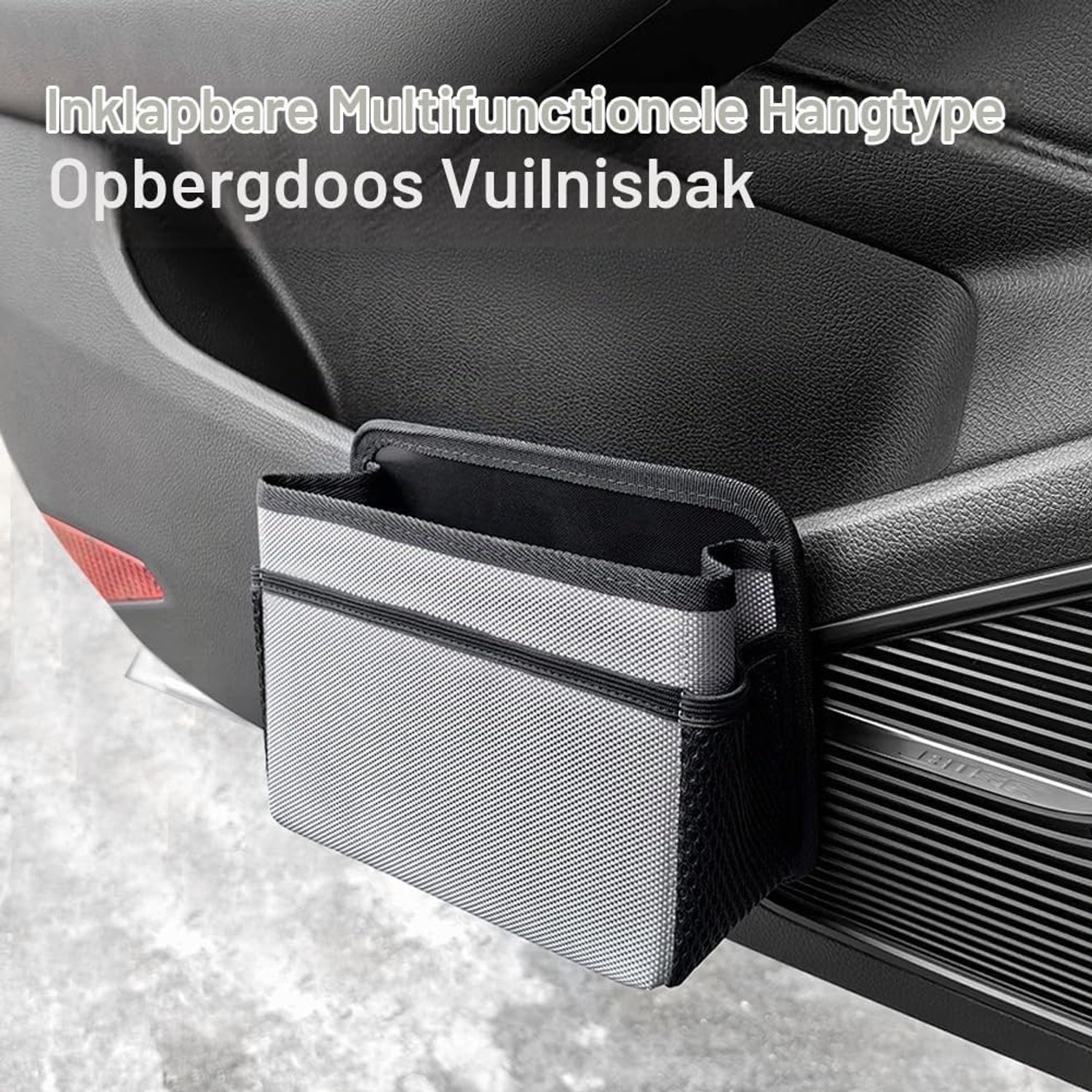 Auto Vuilnisbak - Zwart - 20 x 7,5 x 14 cm - Opvouwbare Oxford-stof Vuilnisemmer - Voor Auto's en Vrachtwagens