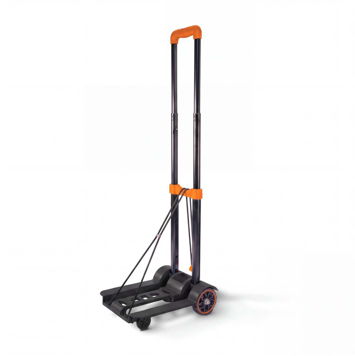Handy Steekwagen Opvouwbaar - Met Bevestigingsriem - Draagvermogen 50 kg - Staal/ABS - Massieve Wielen Ø10 cm - Antislip Platform 24 x 25 cm - 25 x 34 x 96 cm [10947B]