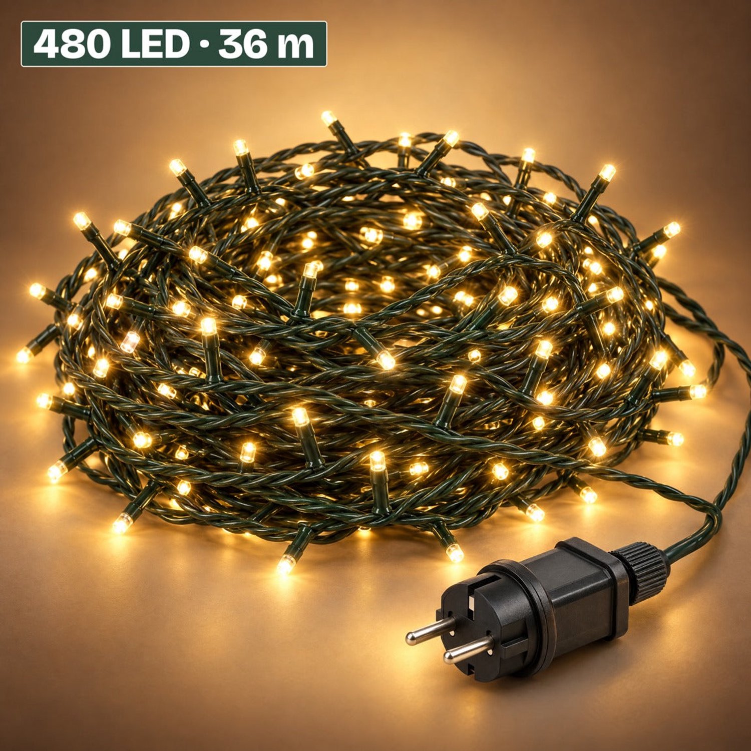 Levano Kerstverlichting Buiten 480 LED 36 m Warm Wit - Lichtsnoer voor Binnen en Buiten - Kerstlampjes met Stekker - Kerstboomverlichting - Lichtslinger - Kerstlichtjes - Lichtketting - Kerstversiering - Timer - Lichtfuncties - Geheugen