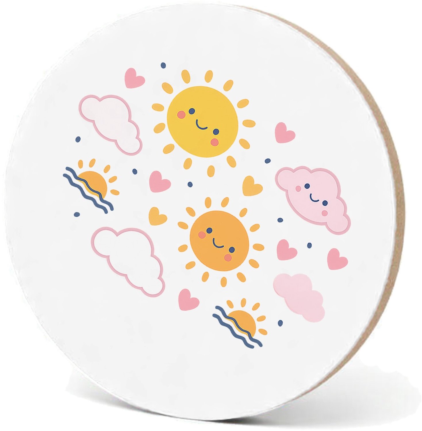Mr Cadeautjes MDF fotolijst - design Speelse regendag met vriendelijke weer-icoontjes | cadeau Wit