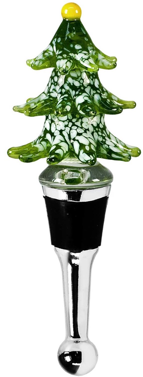 Flessenstop kerstboom - H 13 cm - Glas