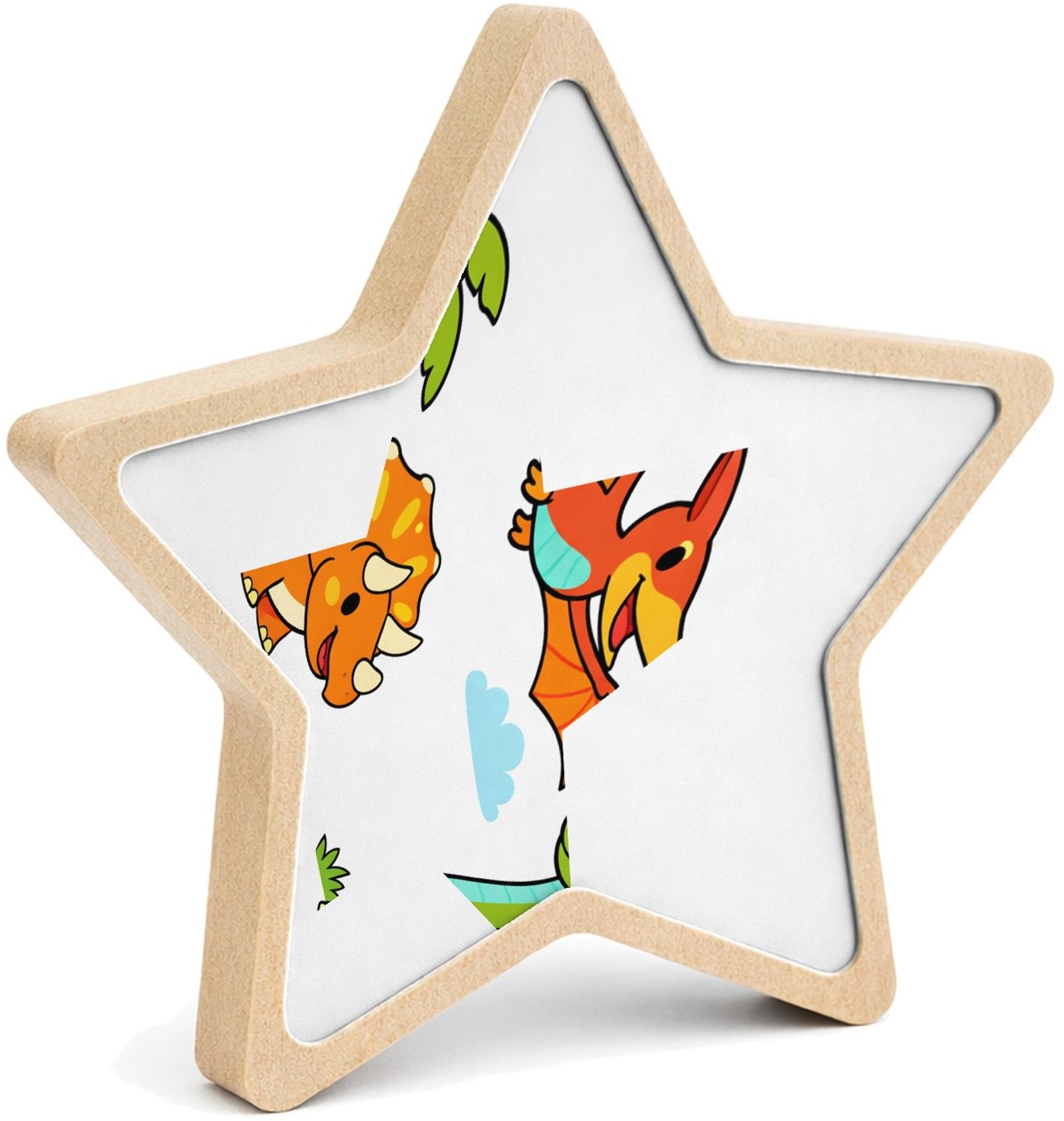 Mr Cadeautjes MDF fotolijst ster 14 x 13,5 - design Vrolijke jungle-exploratie met exotische dieren in een helde | cadeau Wit
