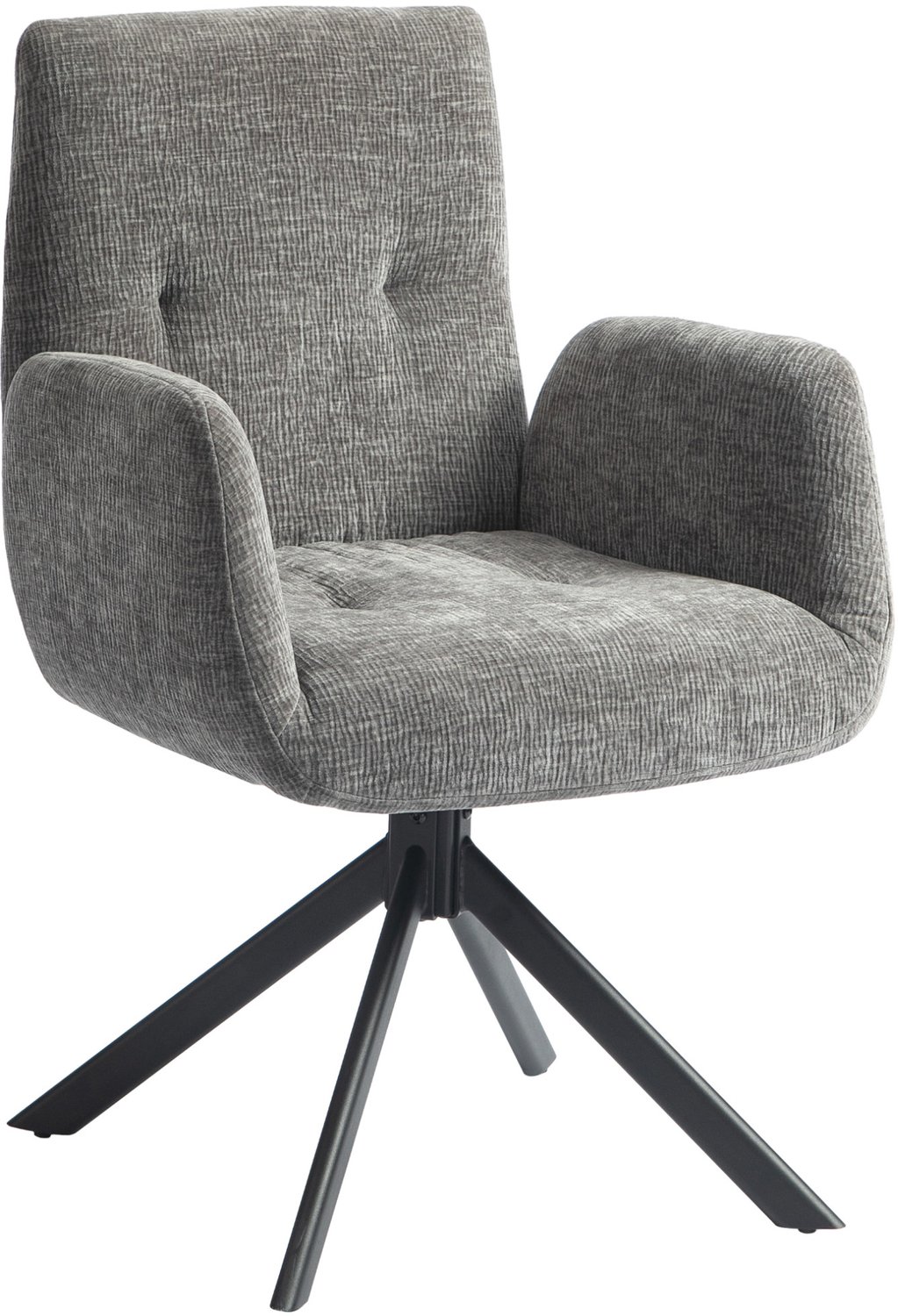 STILVORA Draaifauteuil 60 x 61 x 88 cm - 360 Graden Draaibaar Met Armleuningen - Voor Woonkamer En Slaapkamer - Polyester En Staal - Donkergrijs