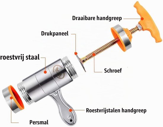 Handmatige RVS Pastamaker met 7 Mallen voor Verse Noodles en Pasta Bereiding — afbeelding 3