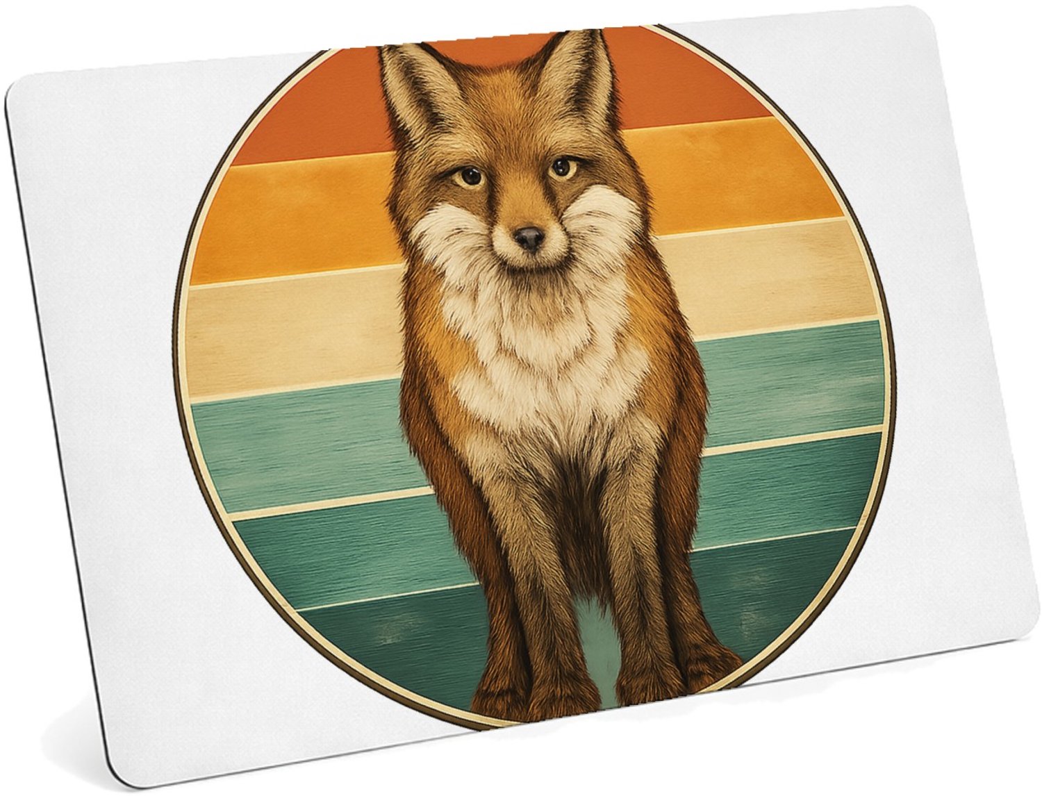 Mr Cadeautjes MDF magnetische fotolijst 28 x 19 - design Een frontale bergkat in een ronde badge met horizontale kleu | cadeau Wit