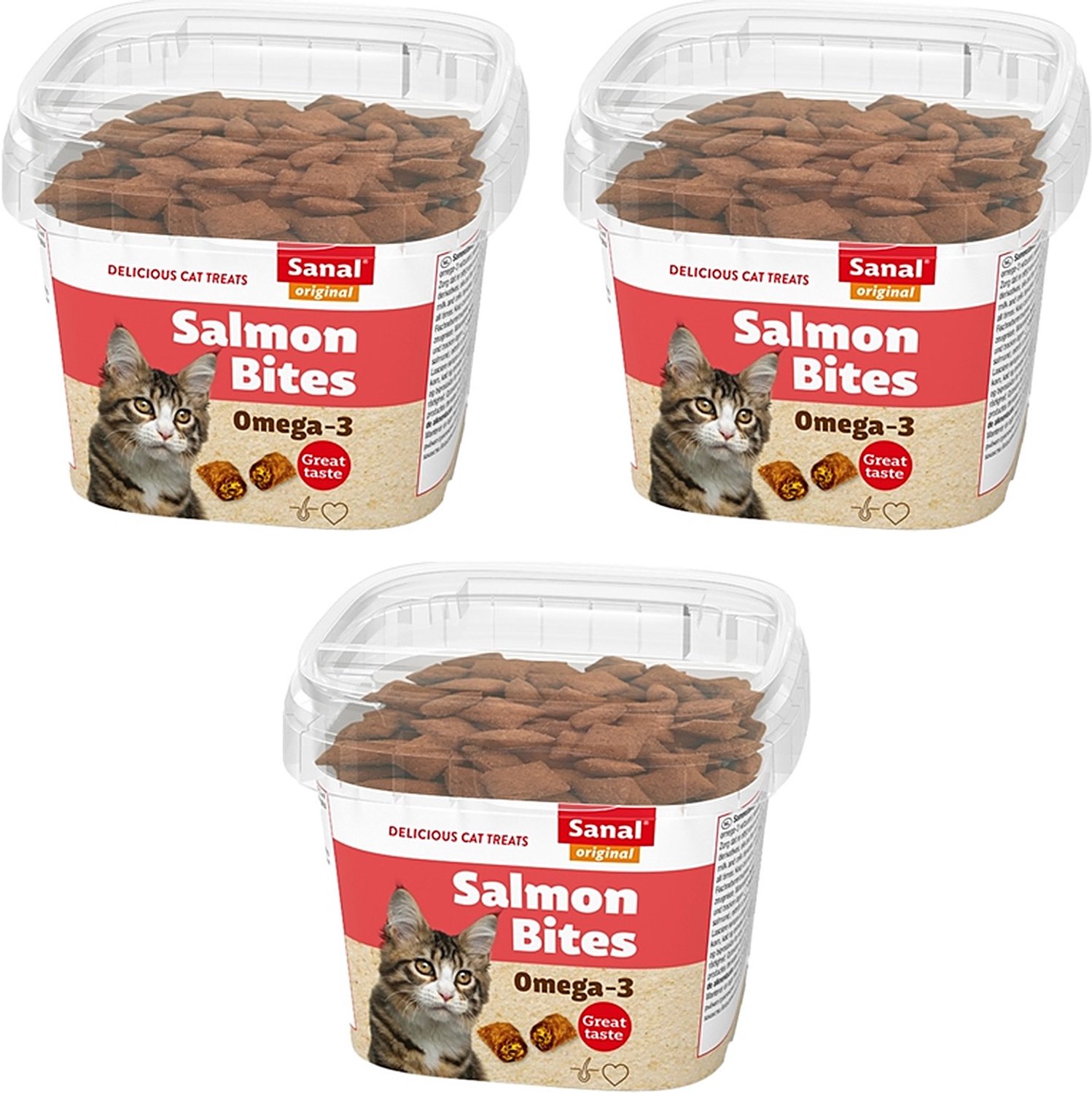Kattensnoepjes Sanal - Zalmvulling, Vitaminerijk 75g - 3 stuks - Multipack