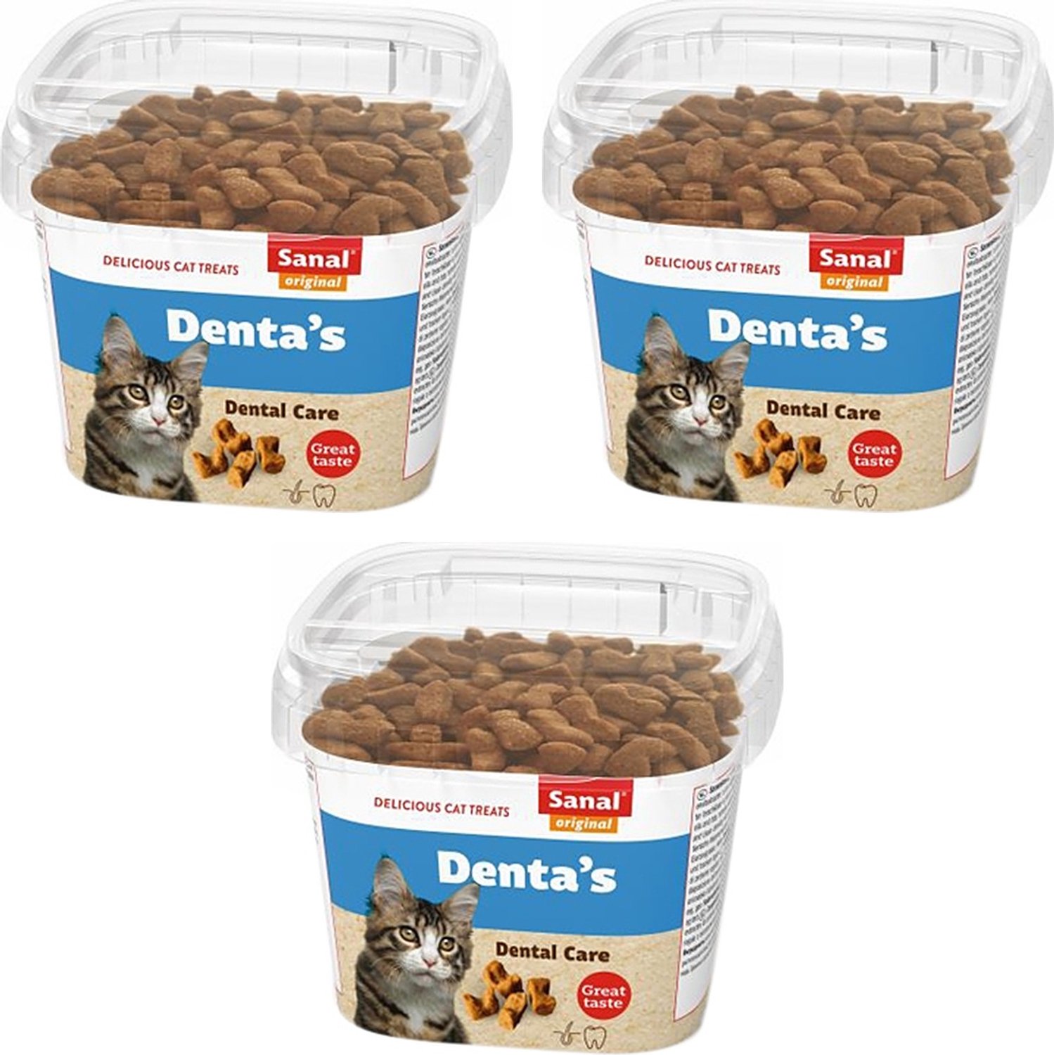 Kattenvoer Sanal Denta's Cup - Krokante Traktatie 75gr - 3 stuks - Multipack