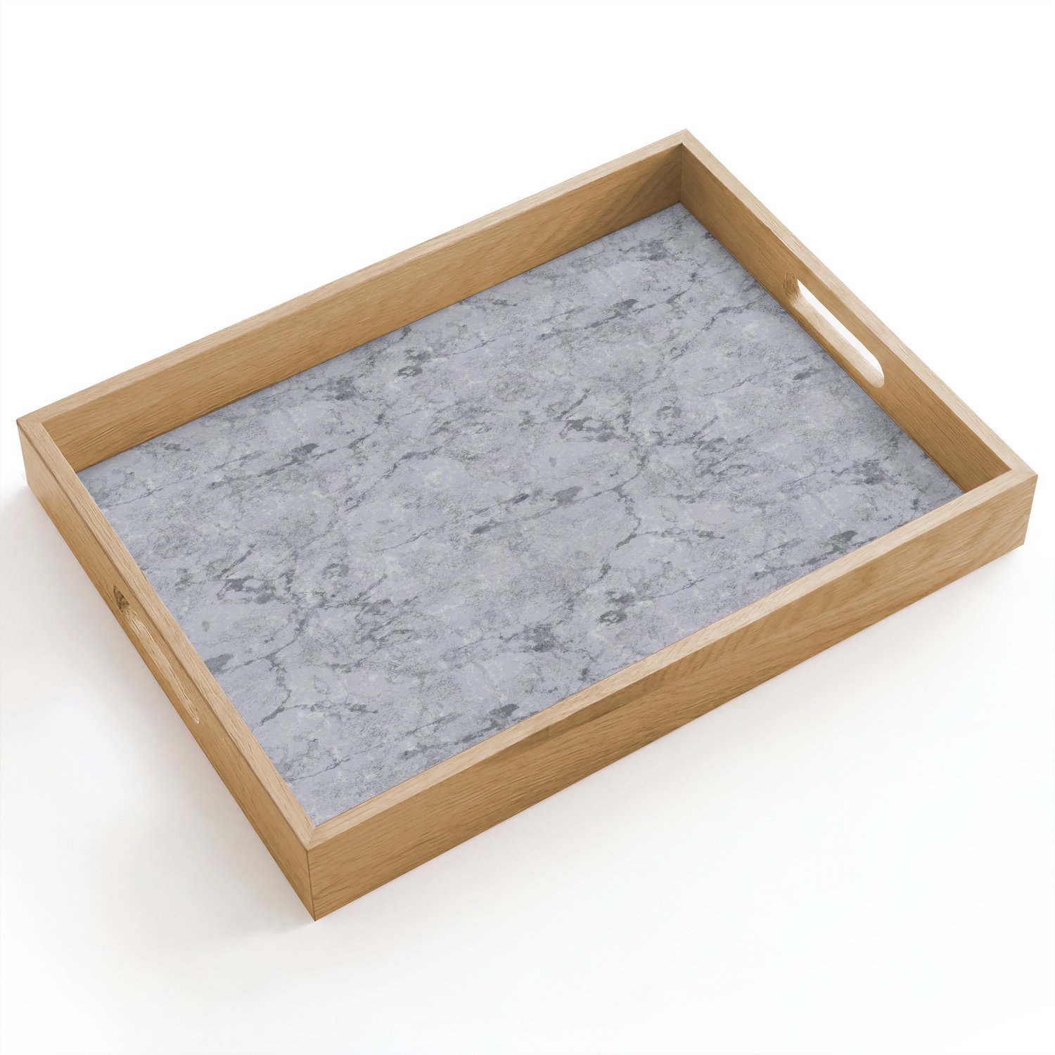 Dienblad hout 40x30 cm - Schootdienblad - Marmerplaat - Patroon - Grijs - Borrelplank rechthoek - Plateau dienbladen
