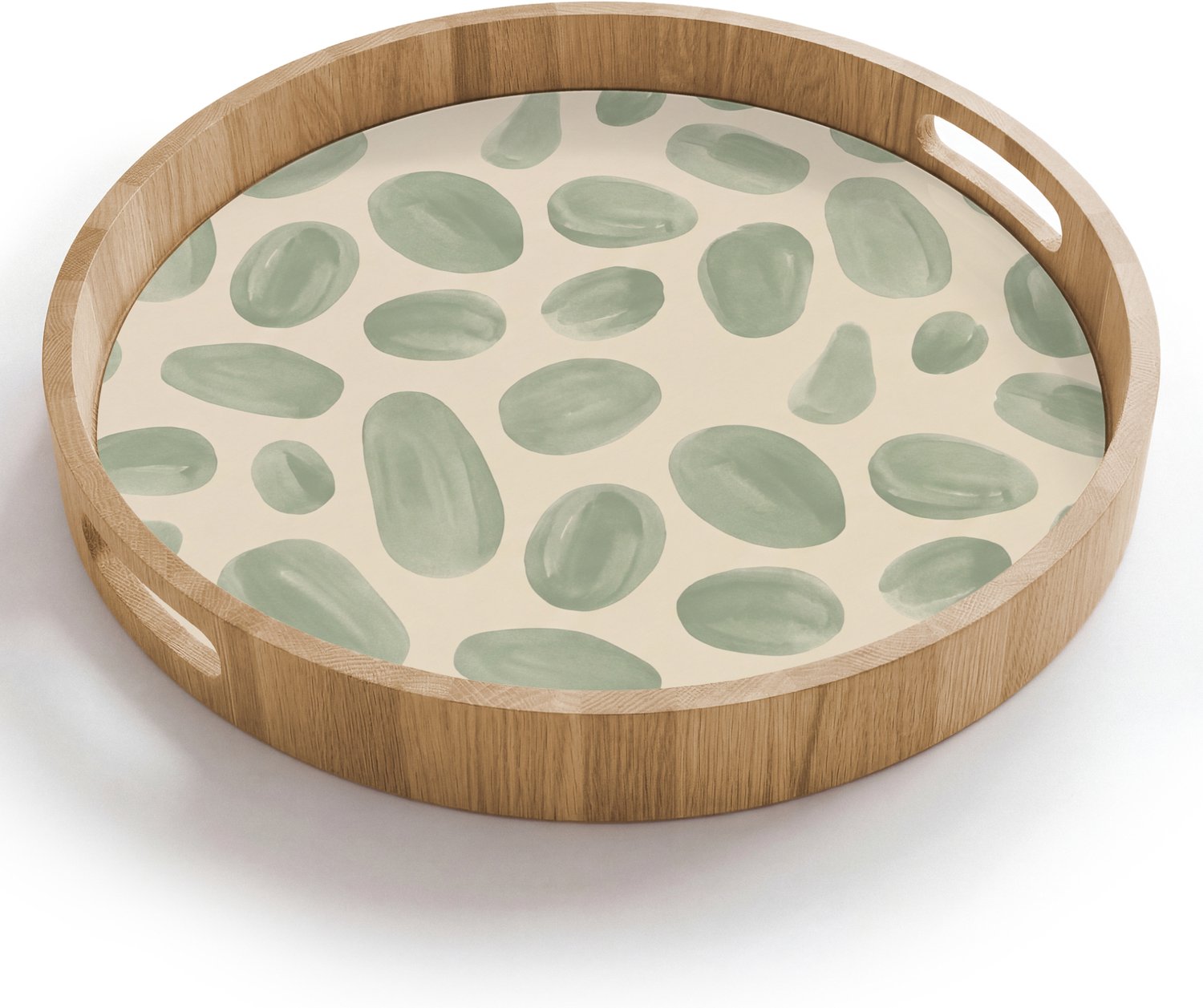 Dienblad rond 40x40 cm - Schootdienblad hout - Abstract - Patroon - Organisch - Groen - Modern - Borrelplank rechthoek - Plateau houten dienbladen