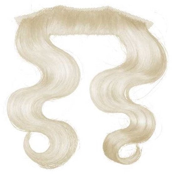 Lange, golvende witte Sinterklaassnor van deluxe kwaliteit op een transparant gaasje.