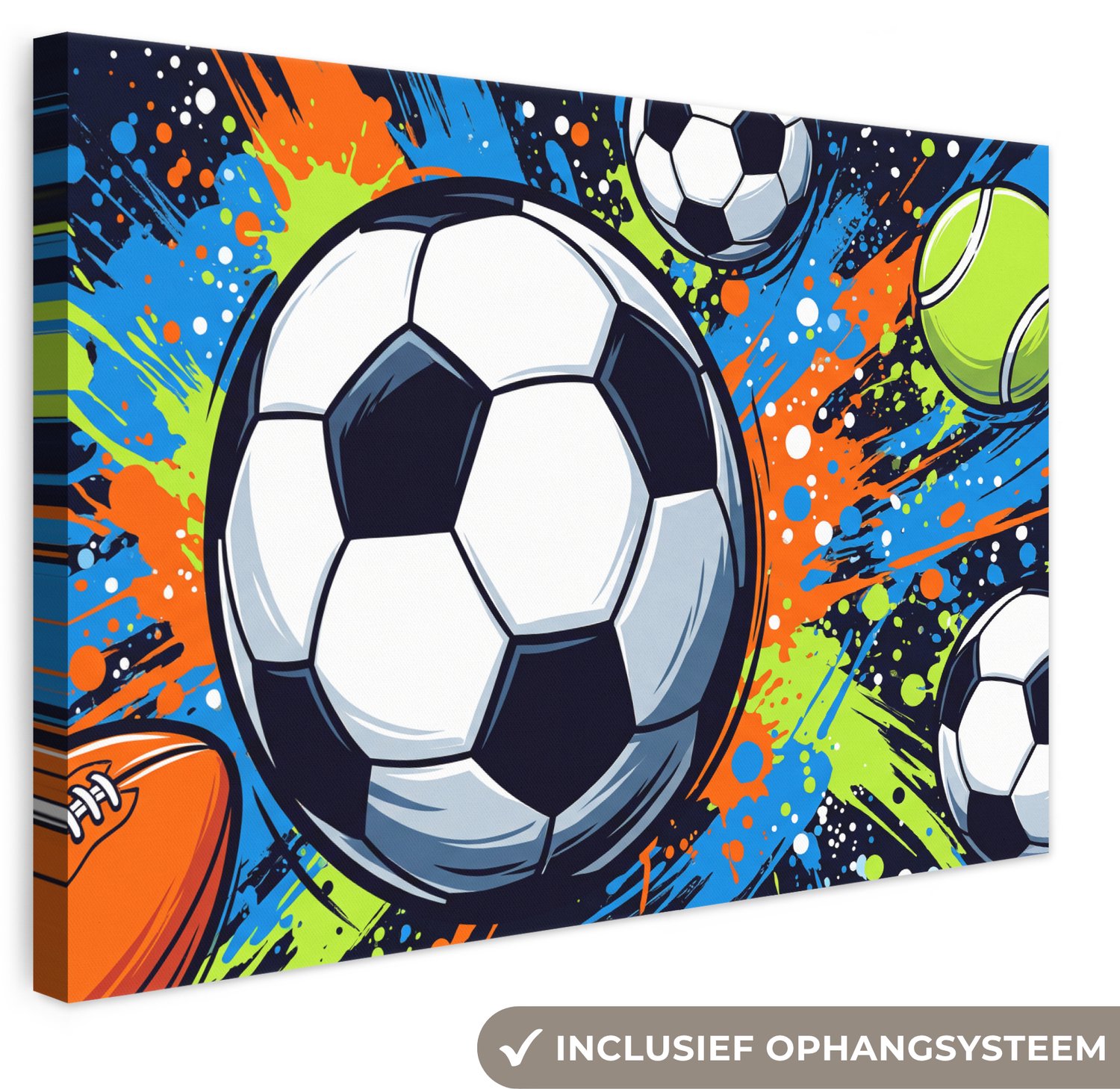 Canvas schilderij 30x20 cm - Exclusieve wanddecoratie Sport - Ballen - Kleurrijk - Muurdecoratie woonkamer - Slaapkamer decoratie - Kamer accessoires - Schilderijen op canvas